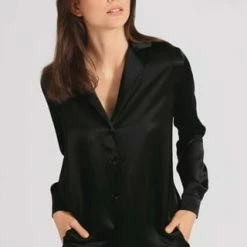 Aubade Bluse, Seide, Reverskragen, Für Damen NOIR SCHWARZ -ONLY Geschäft unnamed file 78