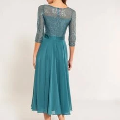 SWING Abendkleid, Midi-Länge, 3/4-Ärmel, Für Damen 530 GRÜN -ONLY Geschäft unnamed file 82