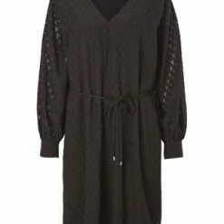 S.Oliver BLACK LABEL Kleid, V-Ausschnitt, Uni, Für Damen Schwarz