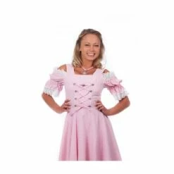 Edelnice Mini Dirndl Kariert Schulterfrei Rosa,weiß
