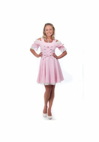 Edelnice Mini Dirndl Kariert Schulterfrei Rosa,weiß 5 Edelnice Mini Dirndl Kariert Schulterfrei Rosa,weiß – Bild 3